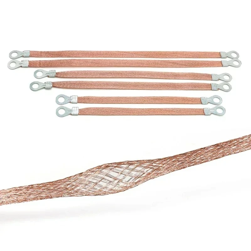 Copper Clad Aluminum Bridge Grounding Braid Wire Flexible Earth Bonding Strap Cable Tray Ground Connection 8mm Hole 2.5/4/6mm²