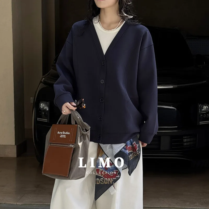 

LIMO Autumn Winter Y2K Streetwear Hoodie Coat Women's Casual Split Hem Cropped Sweatshirt Outerwear for Daily Street Fashion