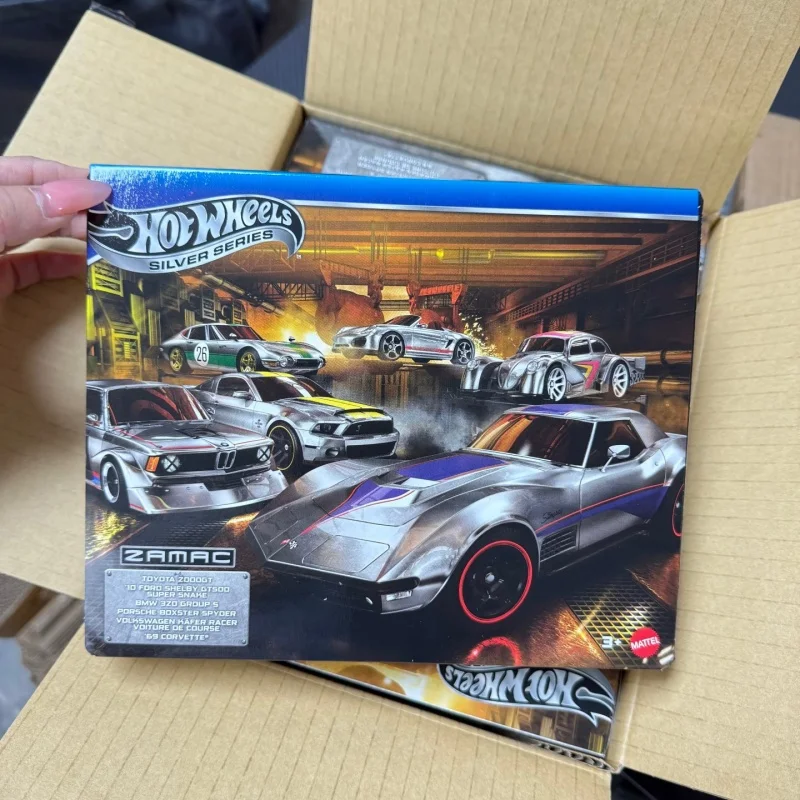 

Hot Wheels Diecast Model Cars Jlb26 Zamac Silver Label Gift Box 6 Piece Set Toyota Bmw Porsche Ford Corvette Volkswagen