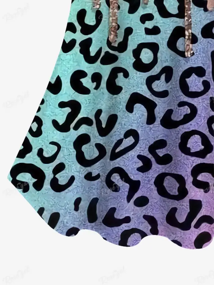 New Plus Size Print Graphic Outfits XS-6X Paint Drop Blobs Leopard 3D Printed Cold Shoulder Cami T-shirt Or Flare Pants