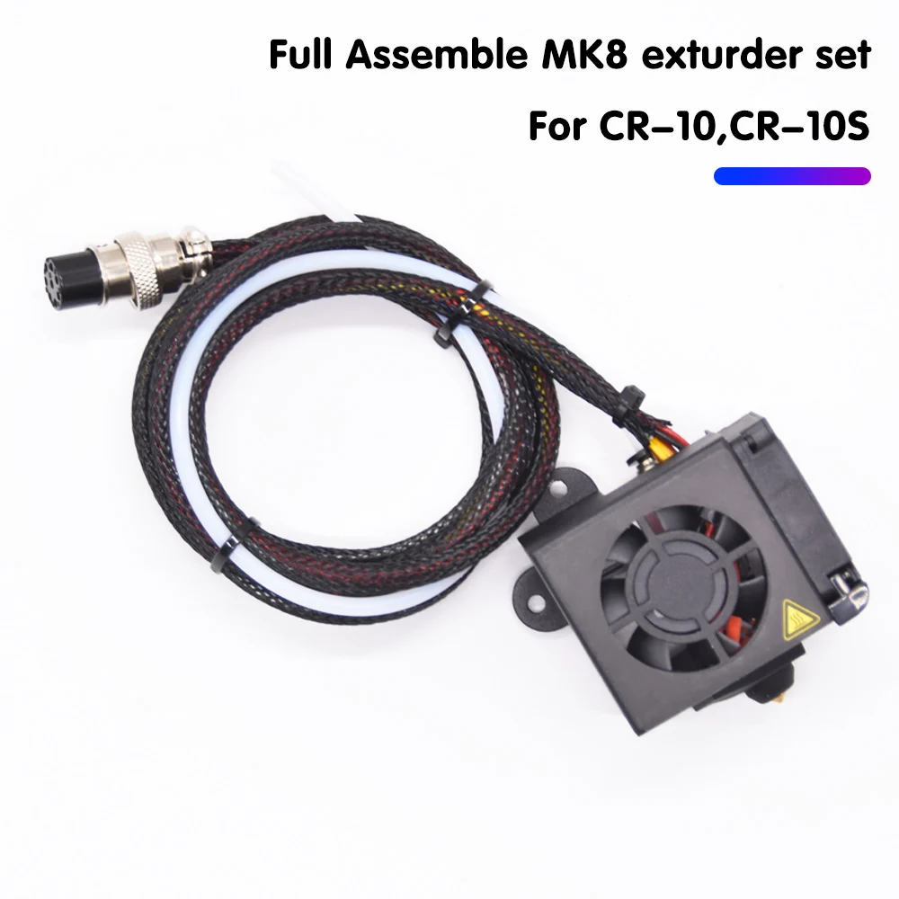 Ender-3 Full Assembled Extruder Kit 0.4mm Nozzle Heating Block Double Cooling Fan Cover Air Connections for Ender 3 CR10 Ender 5