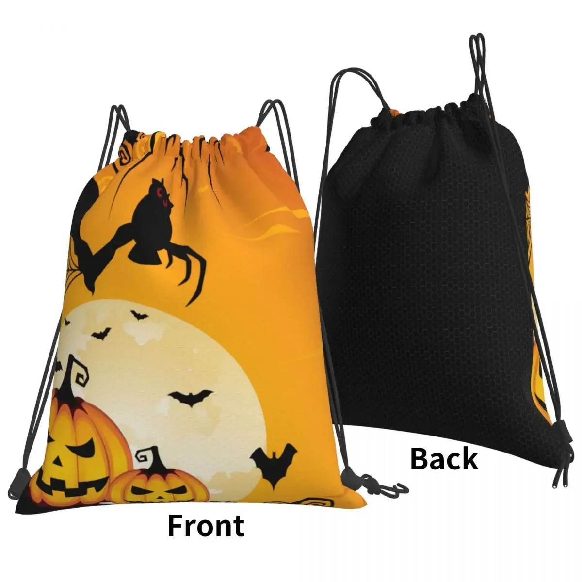 Mochilas de calabaza de Halloween, bolsas con cordón portátiles a la moda, paquete con cordón, zapatos de bolsillo, bolsa para libros para hombre, mujer, estudiantes