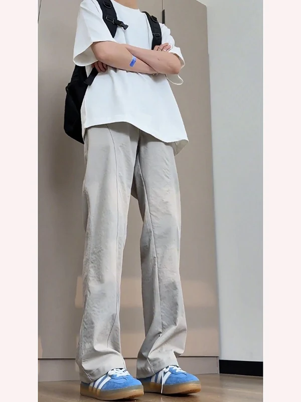 

Мужские летние повседневные брюки из ледяного шелка для улицы Qui Dry Ice Silk, функциональные спортивные брюки в американском стиле, прямые брюки