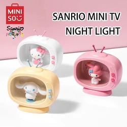 MINISO Sanrio Cartoon Night Light Mini Tv Series Hello Kitty Melody Sleep Light Decorations Anime Toys Bedside Children's Gifts