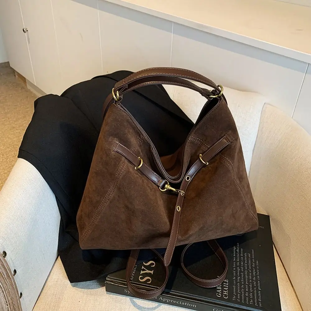 

Cute Large Capacity Suede Shoulder Bag Fashion Solid Color Hobo Bag Korean Style Handbag Ladies Crossbody Bag Autumn and Winter