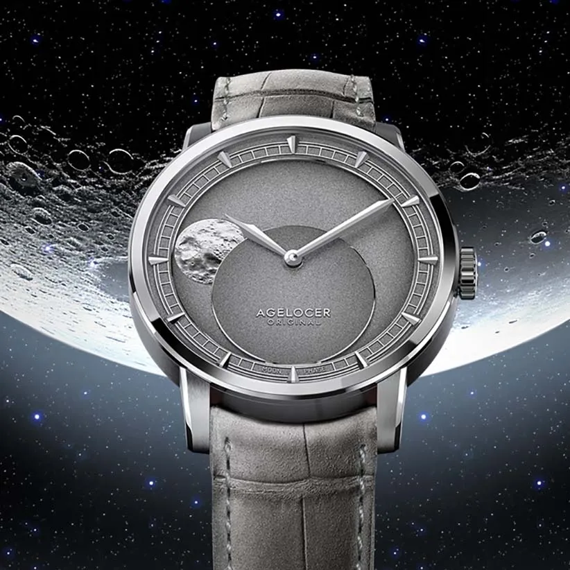 

AGELOCER Major Breakthrough 29,51 Days Moon Phase 316L Нержавеющая сталь Астрономик Автоматические механические часы Мужские с коробкой