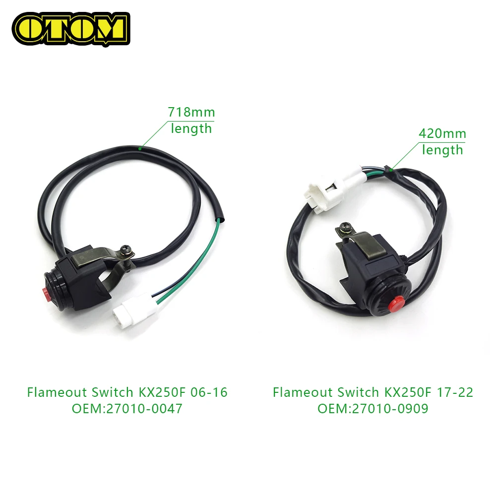 OTOM For KAWASAKI Flameout Switch Handlebar Engine Stop Button Circular ON/OFF KX85 KX100 KX112 KX250F KX450F KX250XC KX450SR