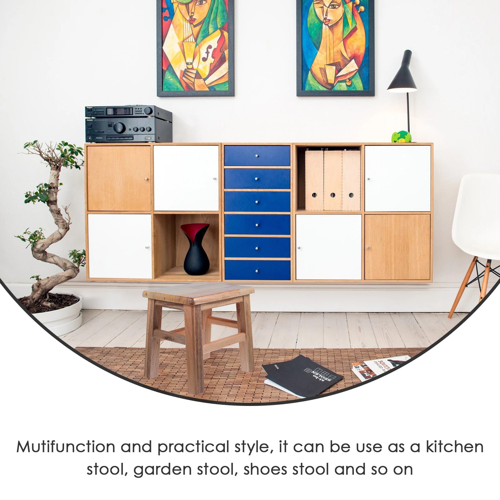 Sgabello in legno massello Panca quadrata piccola Soggiorno per bambini Camera da letto per bambini Scarpe per riporre Facile da trasportare Pulito Multifunzione basso