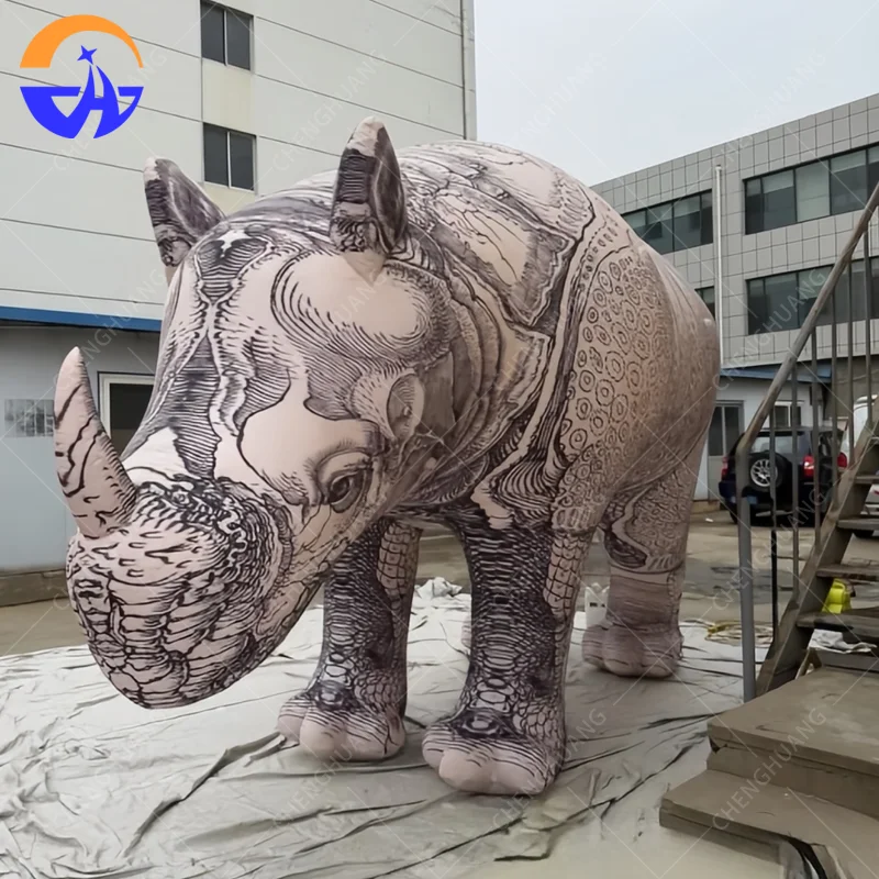 

Индивидуальная гигантская надувная модель носорога с воздуходувкой, из ткани Оксфорд, для наружной рекламы и декораций.