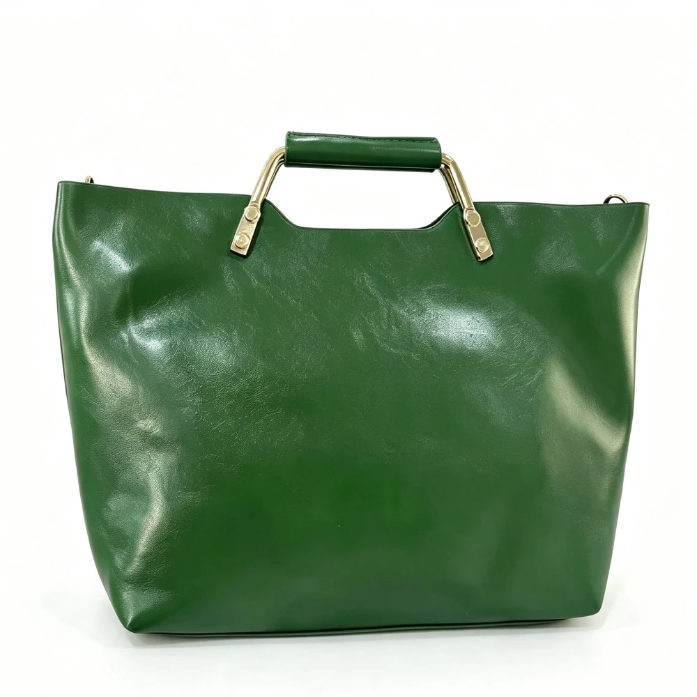 Soft PU Tote Bag For Women ,Metal Handle Handbag,Large Capacity Crossbody Shoulder Bag With Magnetic Snap,Square Briefcase 