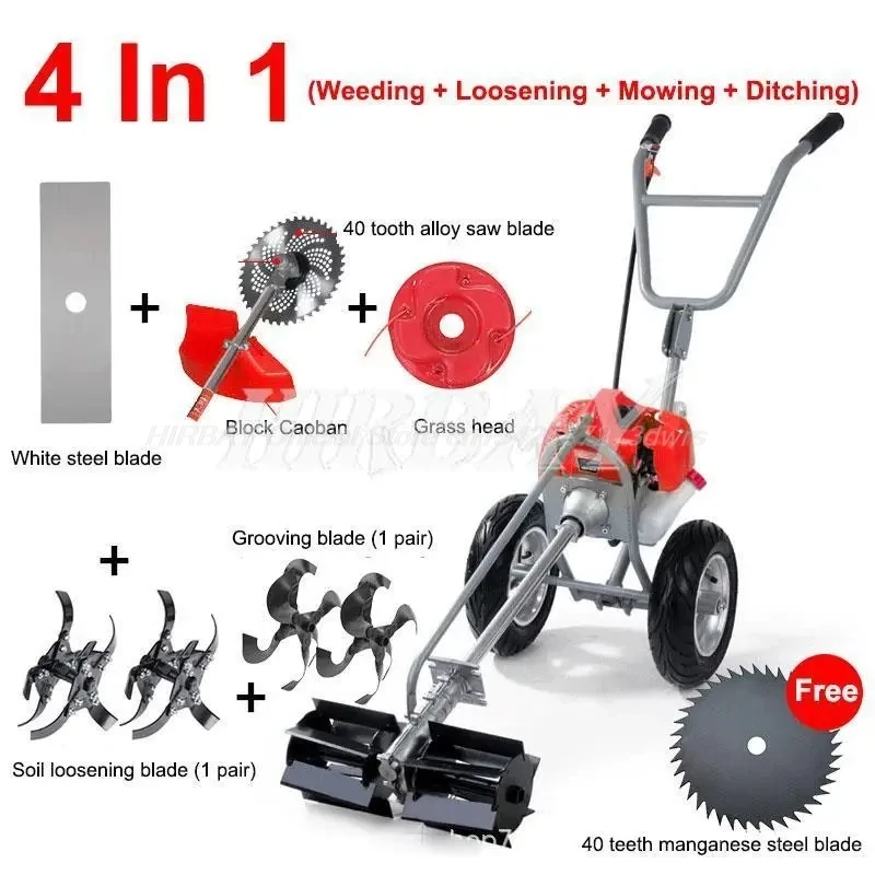 New 2-Stroke Engine Gasoline Grass Trimmer Lawn Mower Brushcutter Garden Tool 4 In 1 Multifunction Orchard Loosening Ditching