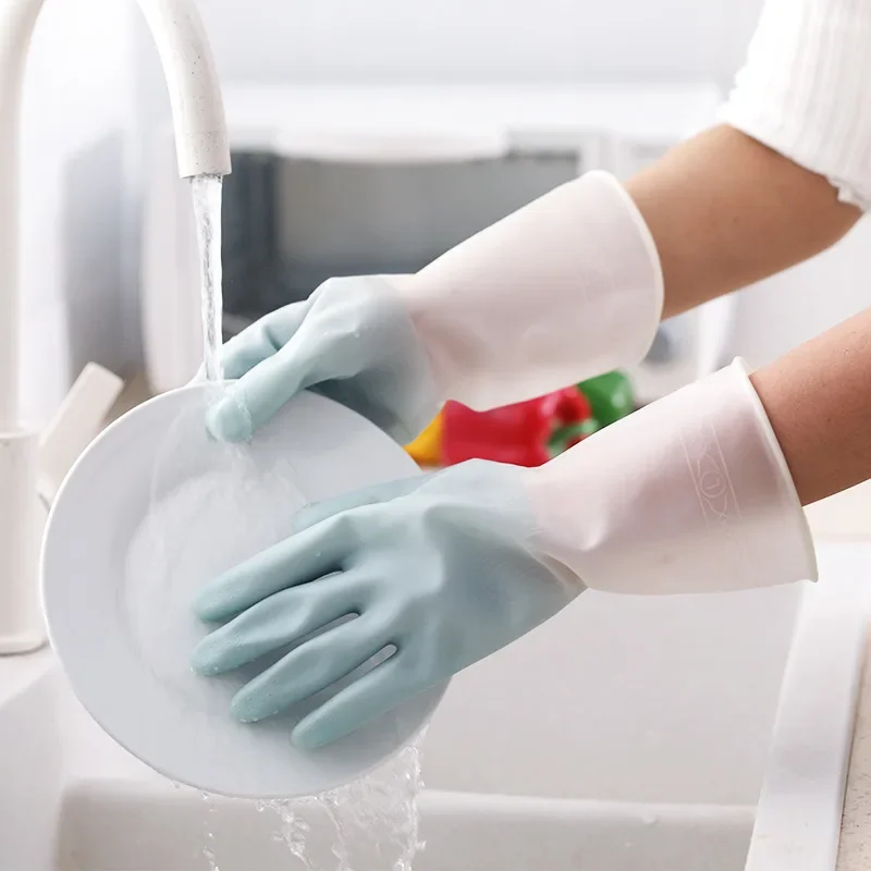 

1Pair Silicone Cleaning Gloves Dishwashing Cleaning Gloves Scrubber Dish Washing Sponge Rubber Gloves Cleaning Tools