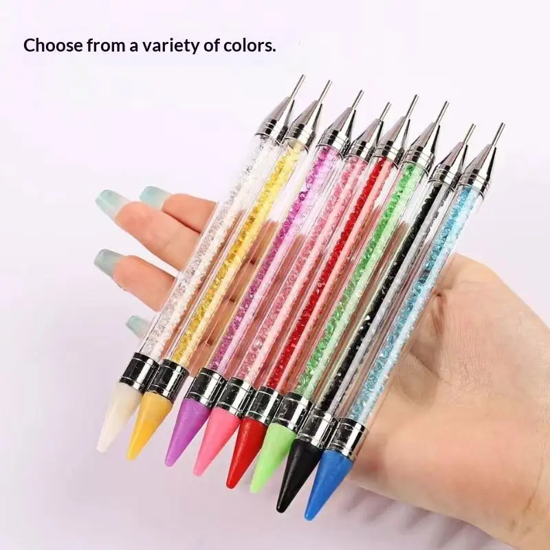 Dual-ended Applicator Pencil Nail Dot Rod Rhinestone Picker Wax Pen Diamond Picker Stick For Rhinestones Dotting Tool