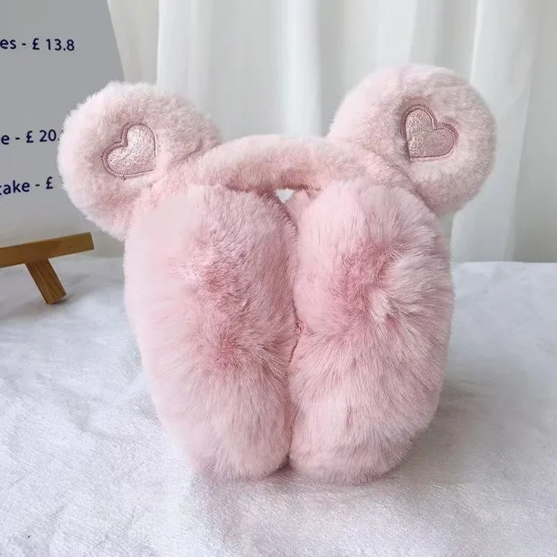 Cute Bear Ears Winter Warm Earmuffs for Women Girls Kids Plush Thick Soft Ear Muffs Protect Ears Foldable Warmer Cover Earflaps