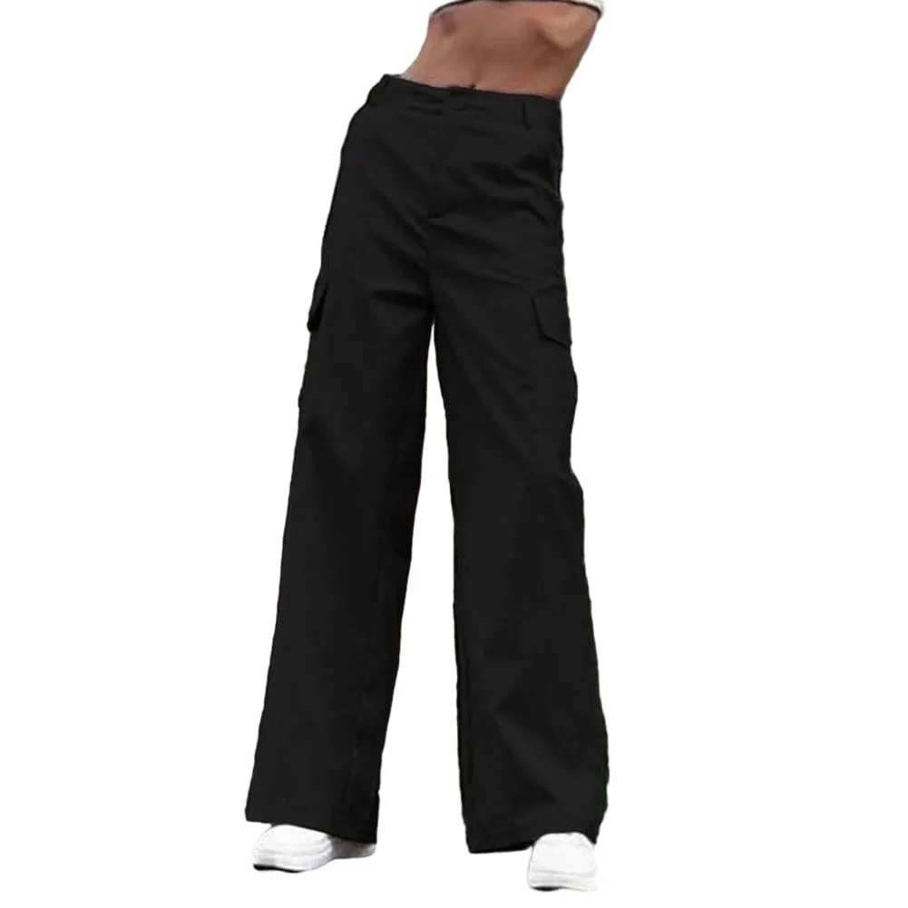 

Доступные брюки, женские брюки, брюки-карго, повседневные прямые мешковатые брюки с высокой талией и карманами, женские винтажные брюки