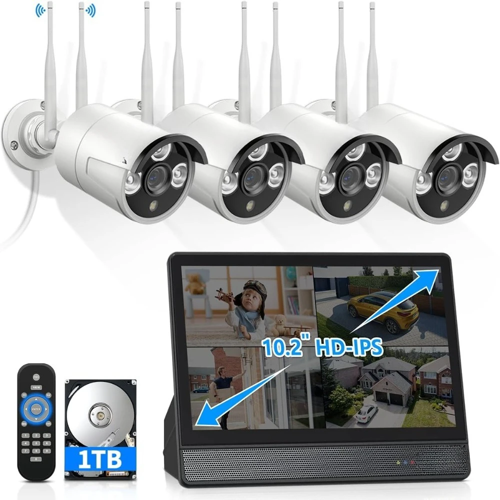 HD IPS Monitor Dual Antennas for Wi-Fi Enhanced AI Human Detected 2K 3.0MP Wireless Outdoor Security Camera System - Hot Sale