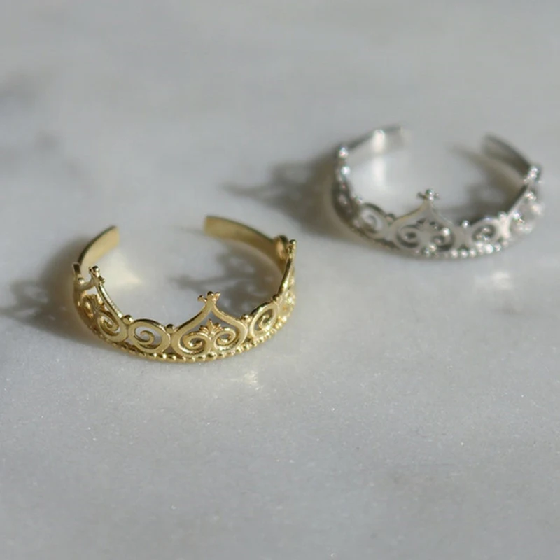 Princess Ring Cartoon As The Princess And The Pauper Jewelry Adjustable Gold Silver Color Crown Ring For Girl Gift image 4