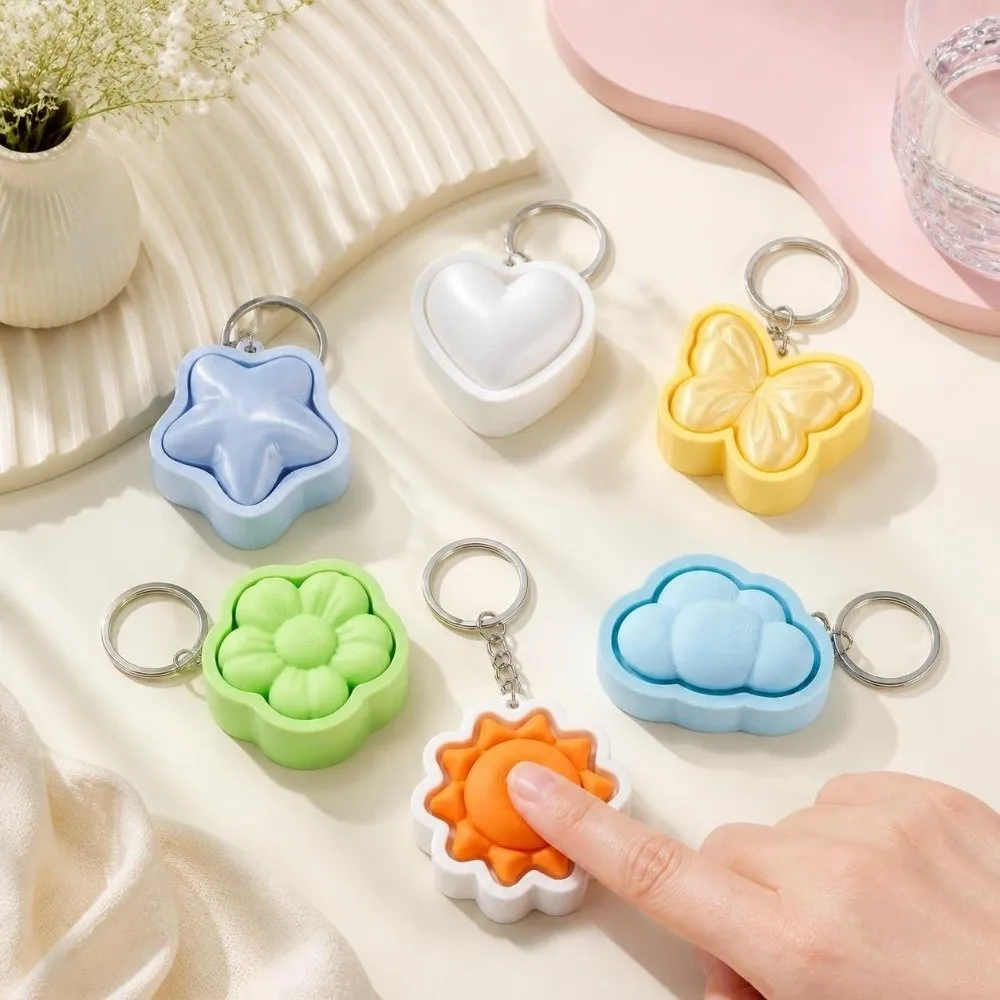 Creative Clicker Key Chain 3D Printed Star Sun Funny Fidget Keychain Cloud Colorful Simulated Food Pendant Bag Decoration