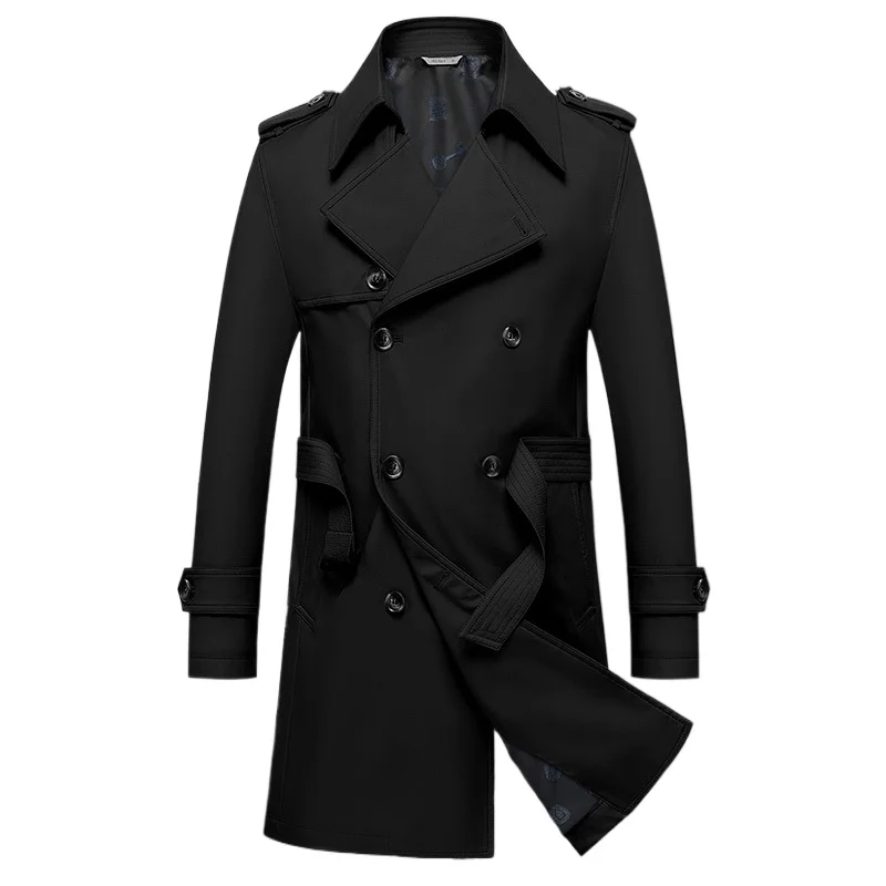 Men's Trench Coat Spring and Autumn Youth Korean Version Slim-fit Medium and Long Coat Classic Trendy Men's Clothing