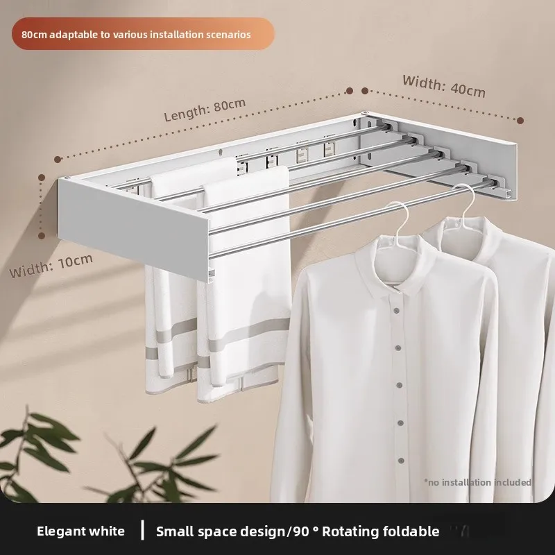 

Foldable Wall Mounted Clothes Drying Rack for Balcony Indoor Laundry Hanger Space Saving