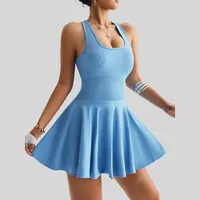 Womens Anti-Slip Sexy Back Tennis Skirt Built-in Shorts with Pockets Lined Yoga SportsWear Gym Workout Fashion Dress 6