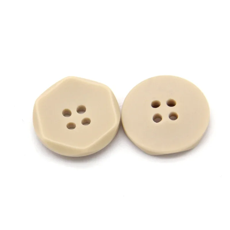 15mm 20mm Resin Beige Hexagonal Suit Coat Buttons For Clothing Windbreaker Decorative Handmade DIY Sewing Accessories Wholesale