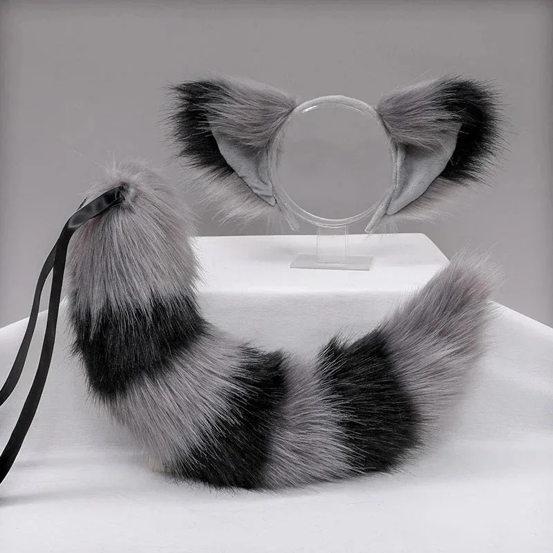 2025 New Tail Ears Furry Foxtail Headband Anime COSPLAY Props Accessories Lolita Headwear Plush Fox Tails Ear Hal AA