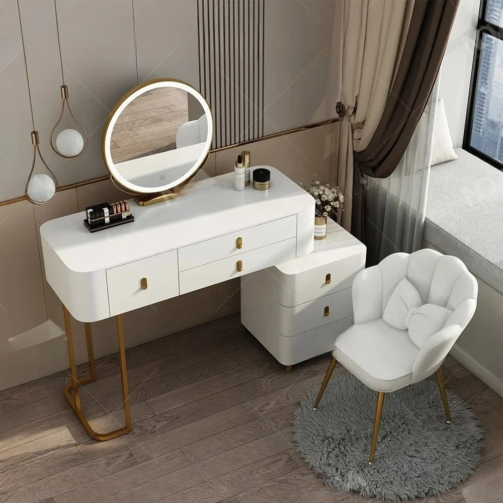 #White Light Luxury Nordic Bedroom Vanity makeup Table Organizer Smart Dressing Table With Wireless Charging - view 4