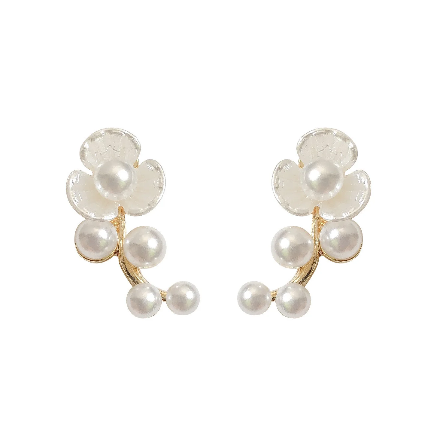 Women French Retro Imitation Pearl Earrings Female Personality Sweet Flower Earrings Fashion 2023 Trendy Earrings Wholesale