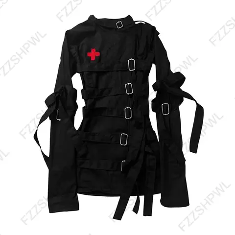 Jaqueta Feminina Emo Gótica Punk Jirai Kei: Casaco Chique e Moderno com Design de Cadarço, Estilo Y2K Harajuku Grunge Gyaru Streetwear
