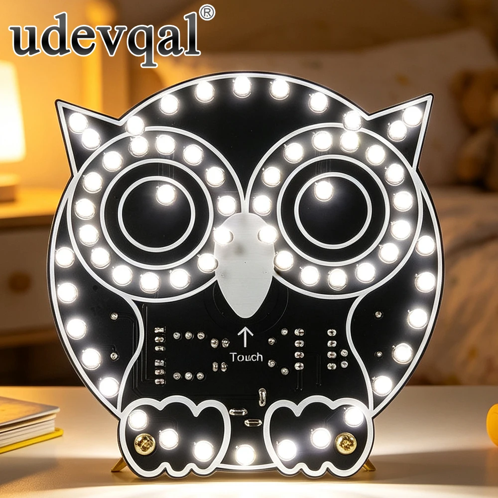 DIY Electronic Kit LED Owl Touch Control Light PCB Soldering Practice 100mA Adjustable Brightness 4 Switchable Modes USB DC 5V
