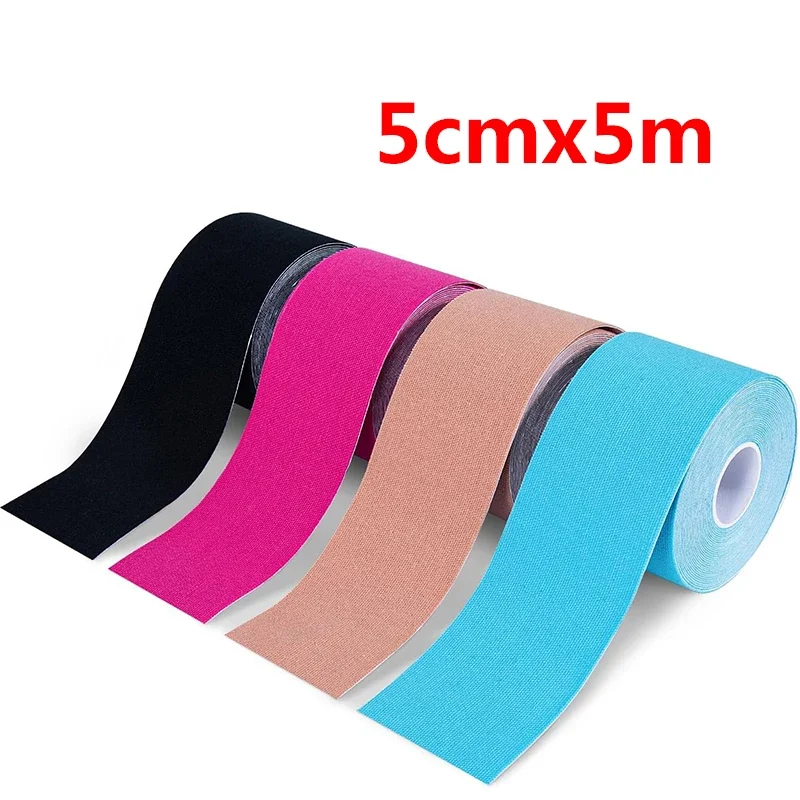 

5cm*5m Sports Kinesiology Tape Elastic Bandage Tapes Waterproof For Ankle Wrists Knees Running Football Sport Braces Supports