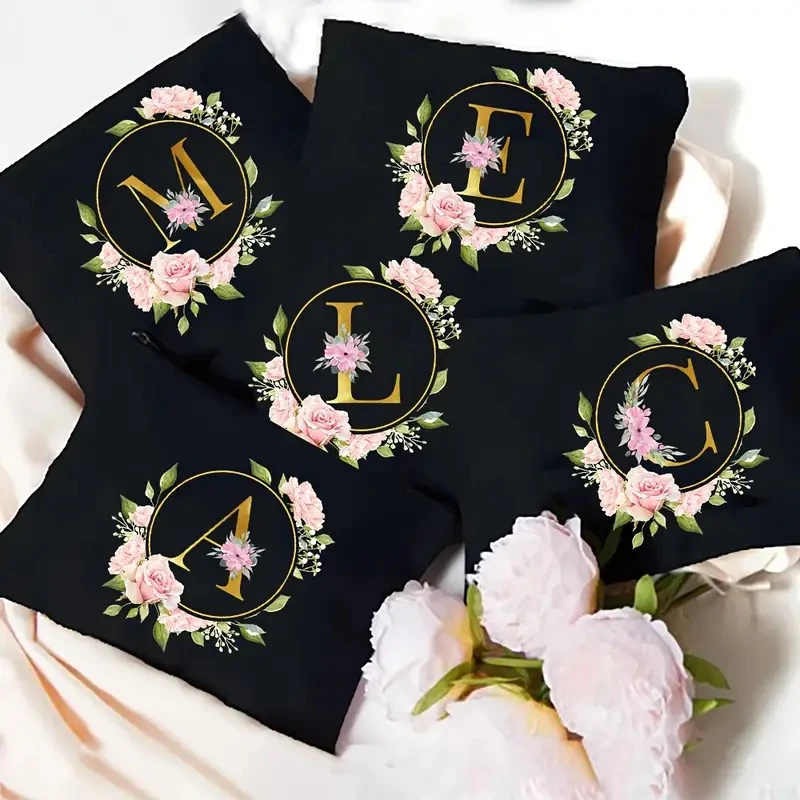 

A-Z Letters Monogram Pattern Makeup Bag Travel Organizer Teachers Bridesmaids Friends Gift Wedding Graduation Cosmetic Pouch