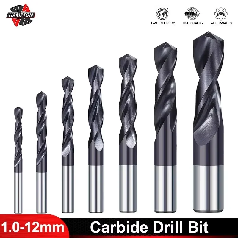 1-12Mm Carbide Legering Boor Tungsten Staal Twist Bit Vapo Rechte Handvat Effen Monolithische Boor Voor Cnc draaibank Machine