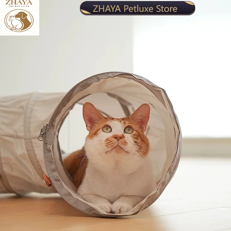 ZHAYA Summer Cool Cat Tunnel Maze Extra Long Donut Hideout Enrichment Interactive Toy Kitten Chase Play Crawl Rest Cave