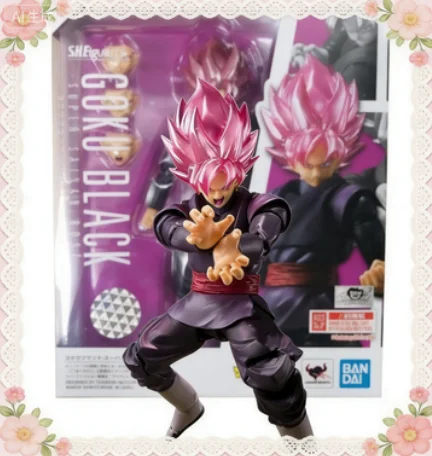 

En Stock 100% Original Bandai S.H.Figuarts SHF Goku Negro Super Saiyan Rose Rerelease Edition Dragon Ball Super Anime Juguetes