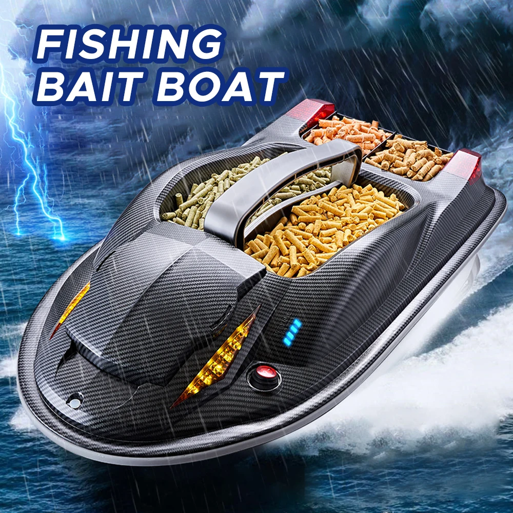 Large Outdoor 3 Hopper High Speed RC Fishing Boat 500M 3.5KG Load Voice Broadcast Smart Route Correction Remote Control Bait Boa