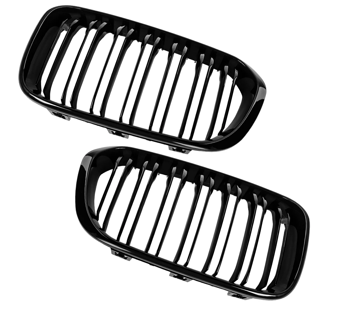 Single/Double Line Front Bumper Kidney Grille Racing Grills For BMW 1 Series F20 F21 2015-2019 Replacement Gloss Black Grilles