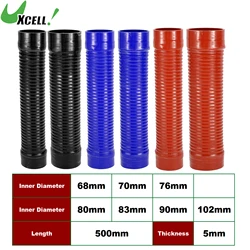 UXCELL 68/70/76/80/83/90/102mm ID Car Silicone Corrugated Pipe Threaded Hose Inlet Outlet Joint Hose 500mm Long 5mm Thickness