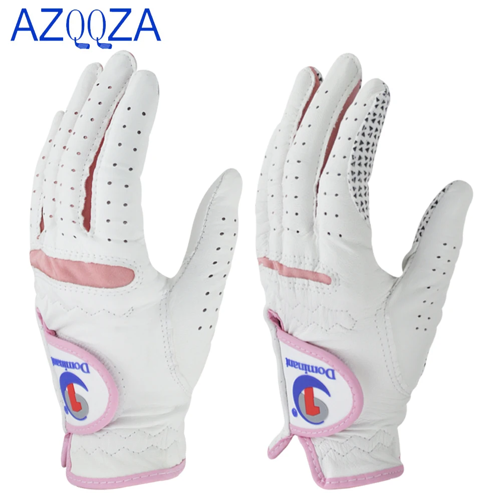 1Pair Women's Golf Gloves Lambskin Soft Fit Sport Grip Durable Gloves Anti-skid Breathable Sports Gloves Fit Left And Right Hand