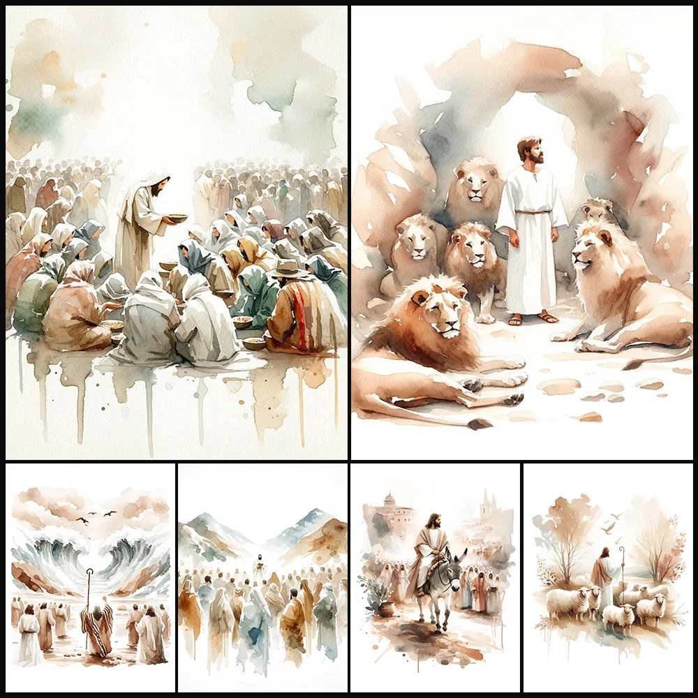 Jesus Feeds 5000 People Nativity Scene Christianity Wall Pictures For Living Room Poster Wall Art Canvas Painting Unframed