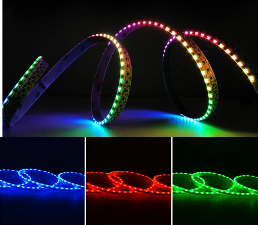 צר PCB WS2812B צד זוהר פיקסל LED רצועת SK6812 חלום צבע LED אור קלטת RGB 60 72 120 נוריות/m 5mm 8mm רוחב 5m 5V 4020 SMD