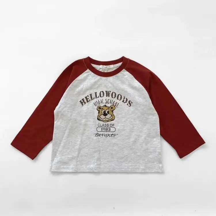 Long-sleeved T-shirt Spring Autumn New Boys And Girls Cartoon Contrast Bottoming Shirt Baby Korean Version Cute Soft Cotton Top