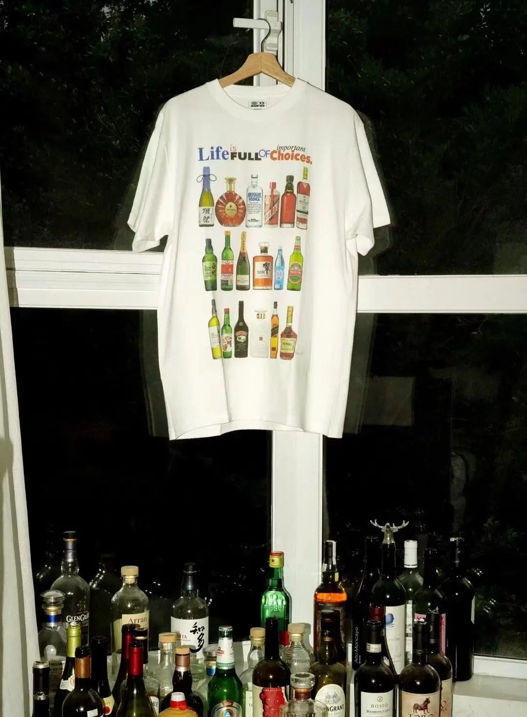 

Summer New Wine Bottle Retro Printing Short-sleeved T-shirt Original Genderless Male and Female Couples Trendy Top Pure Cotton
