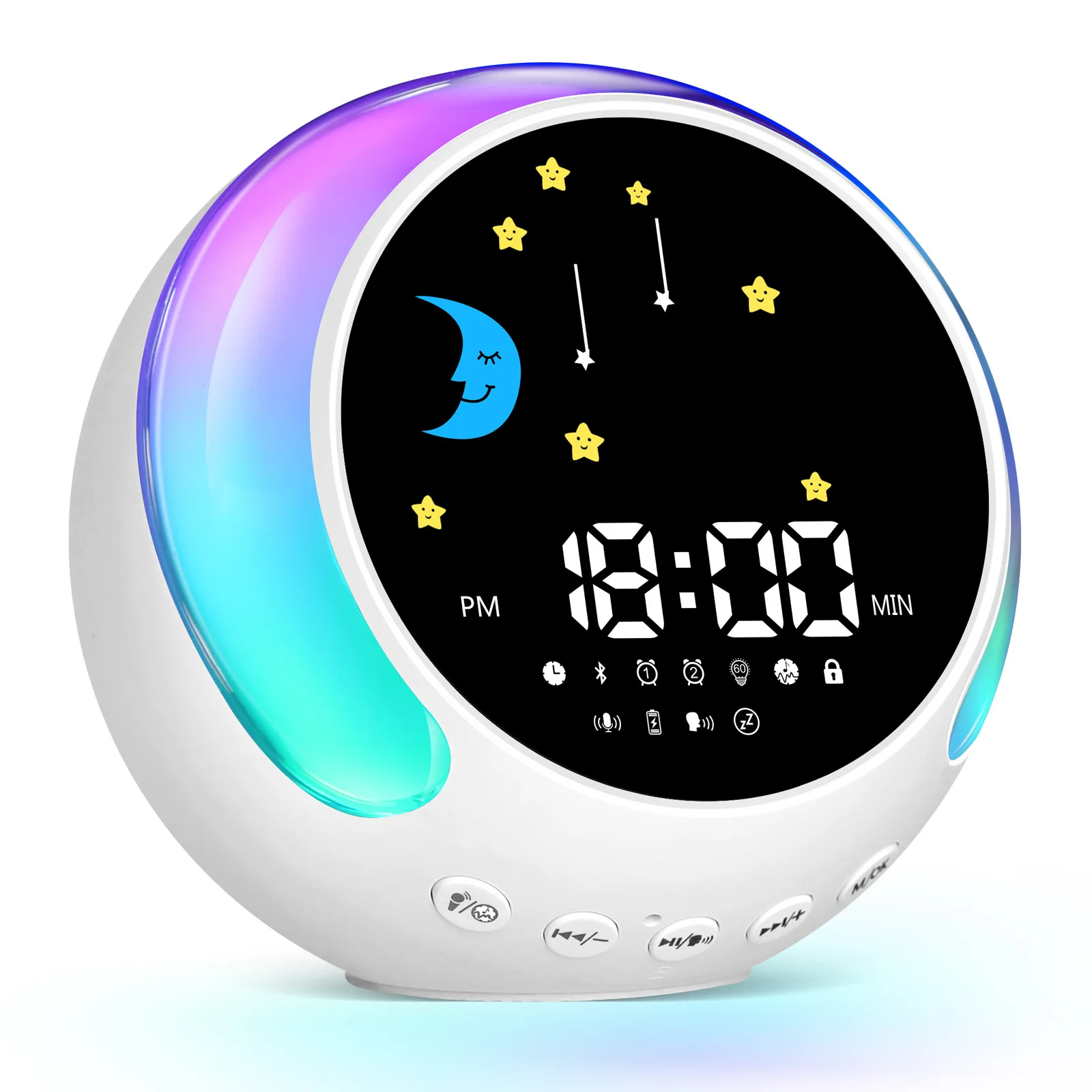 Children\'s Alarm Clock Bluetooth Speaker Touch Night Light RGB with White Noise Wake-up Light DIY Alarm Clock Ringtone