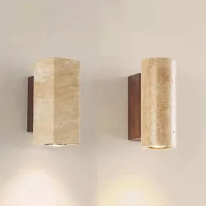 Lampes murales jaunes en pierre en travertin japonais style wabi-sabi pour chambre, lampes murales rétro pour salle à manger, lampes murales rétro décoratrices décoratives pour extérieur 8 meilleurs articles asiatiques pour la maison en vente - No 7