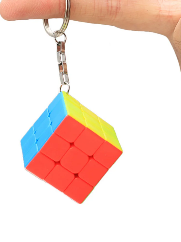 High Quality 3CM Plastic ABS Mini 3x3x3 Magic Cube Puzzle Stickers with Keychain Ring Opp Bag Packakge Toys Gift cubo