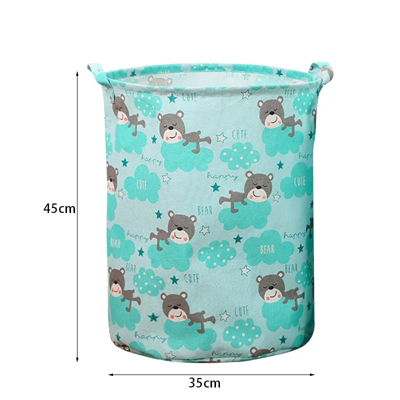 Print Laundry Basket Foldable Home Laundry Storage Bag Portable Cotton Linen Hamper For Kids Toys Dirty Clothes Basket Organizer