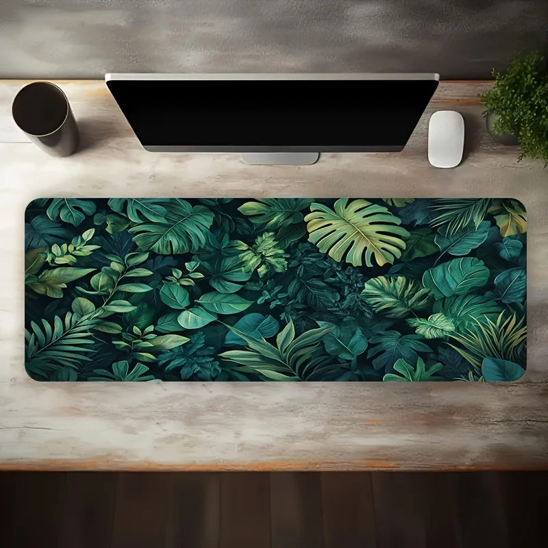 Brand Extra Large Gaming Mouse Pad Tropical Leaf Pattern Non Slip Washable Rubber Base Stain Resistant Office Computer Desk Deco