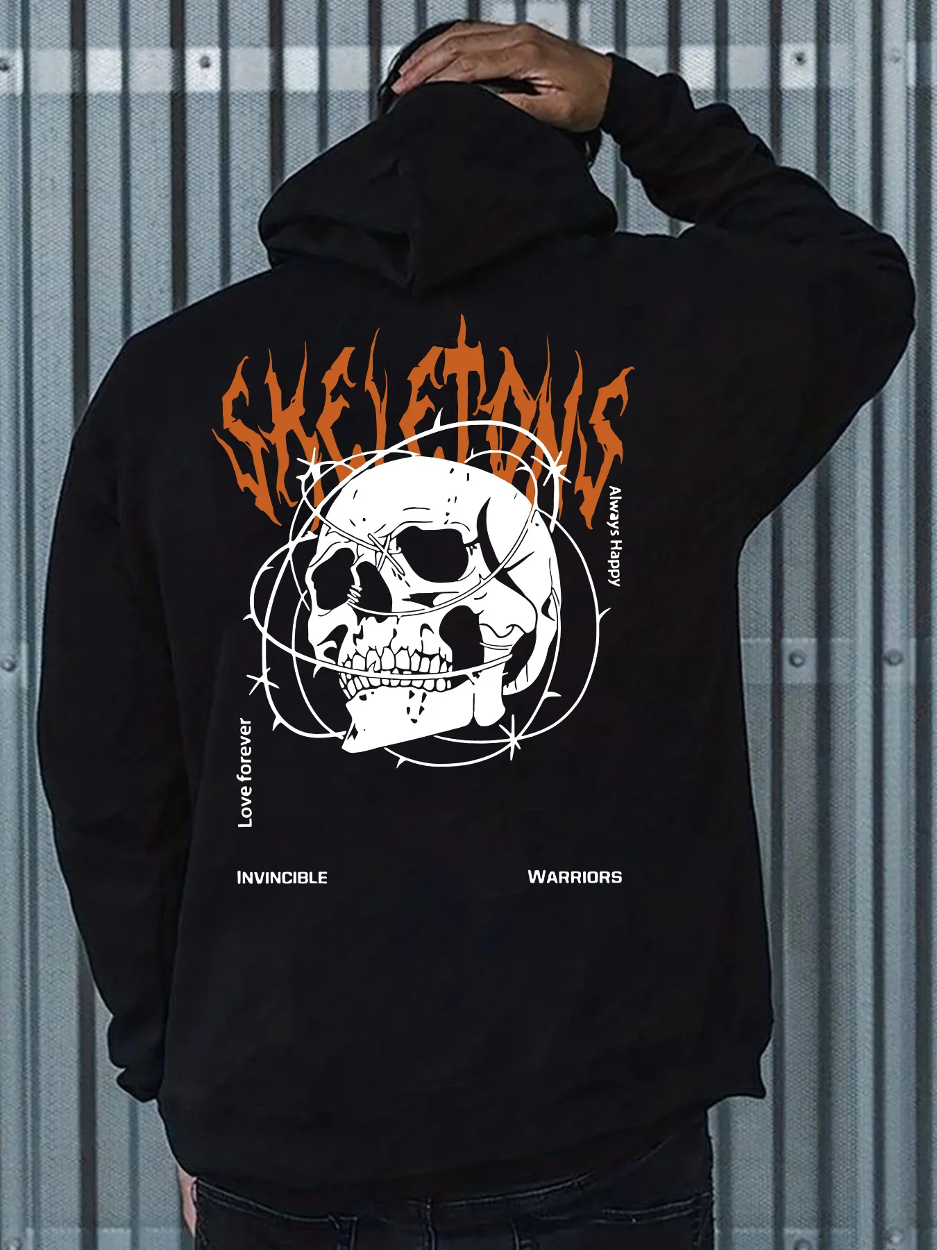 

Крутой принт черепа, мужская универсальная удобная спортивная одежда с длинными рукавами, весенне-осенний повседневный топ, мужская верхняя одежда